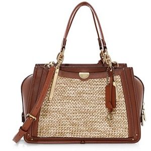 NWT Coach Dreamer Straw & Leather Satchel Multi Original Packaging